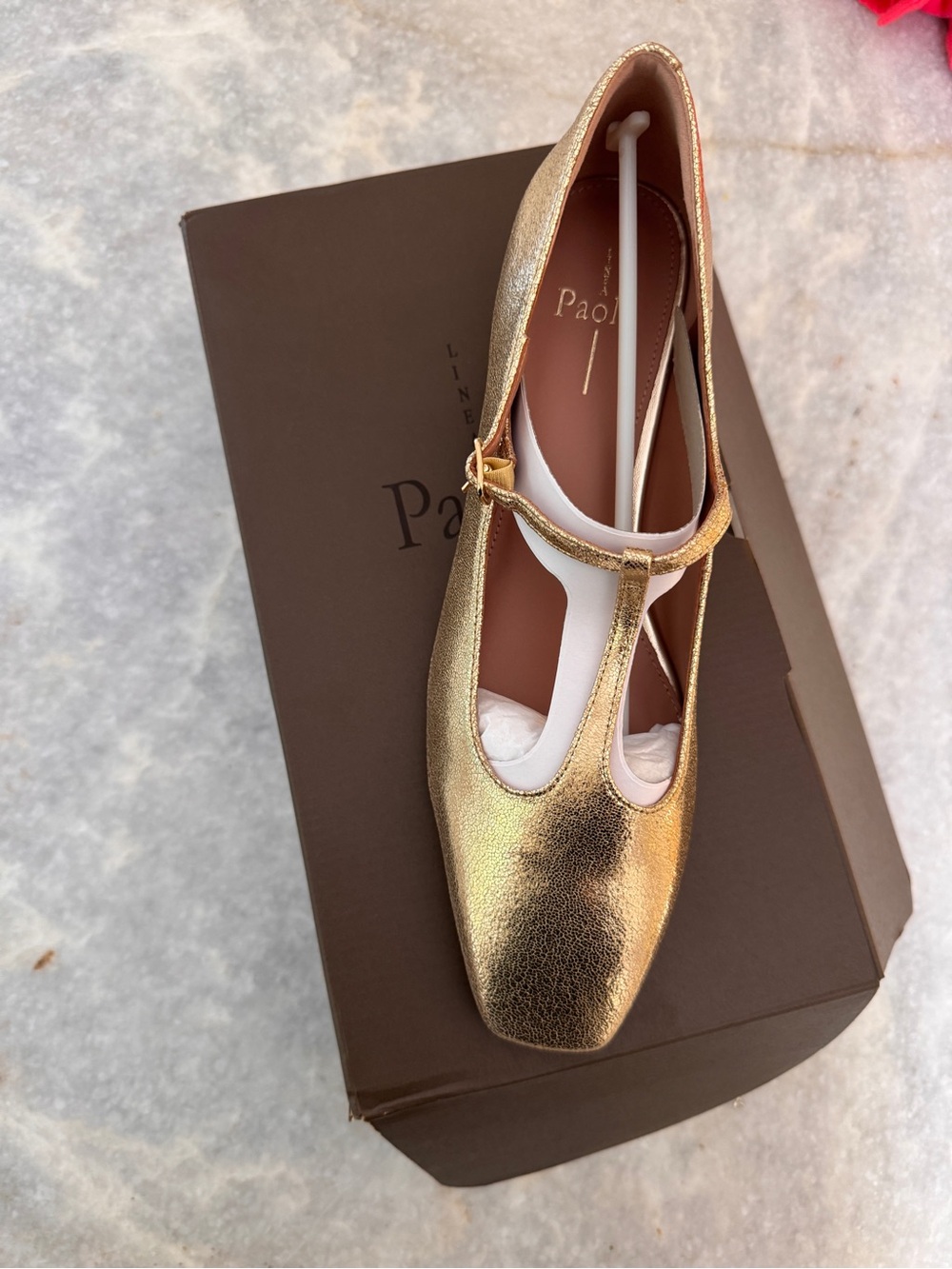 Paolo linea Gold T-Strap  Flat for Women